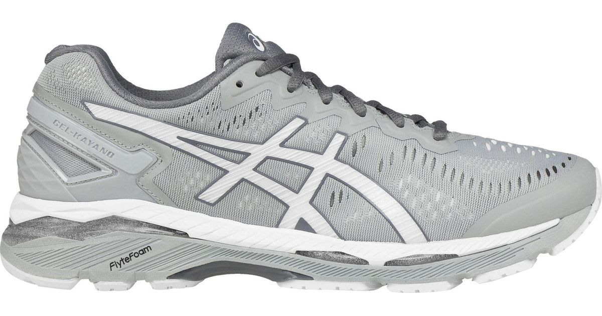 Asics Gel Kayano 23 Running Shoes In Grey White Gray For Men Lyst