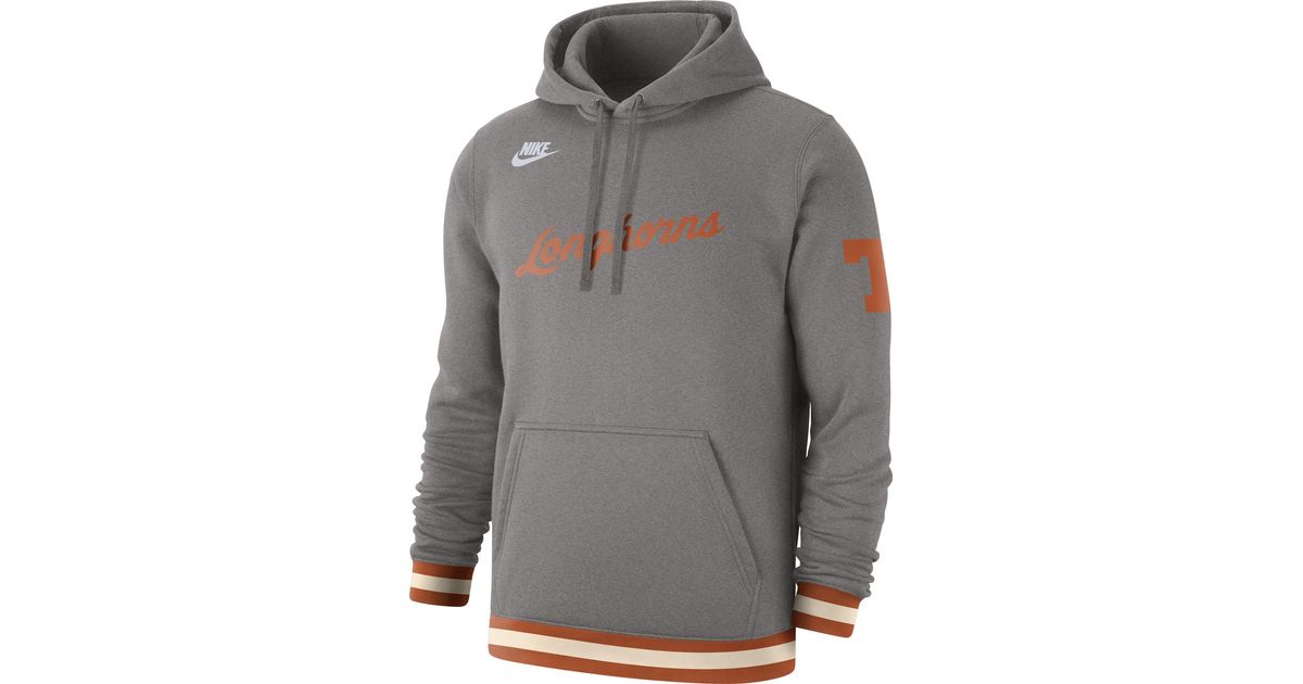 Nike Texas Longhorns Grey Retro Fleece Pullover Hoodie in Gray for Men