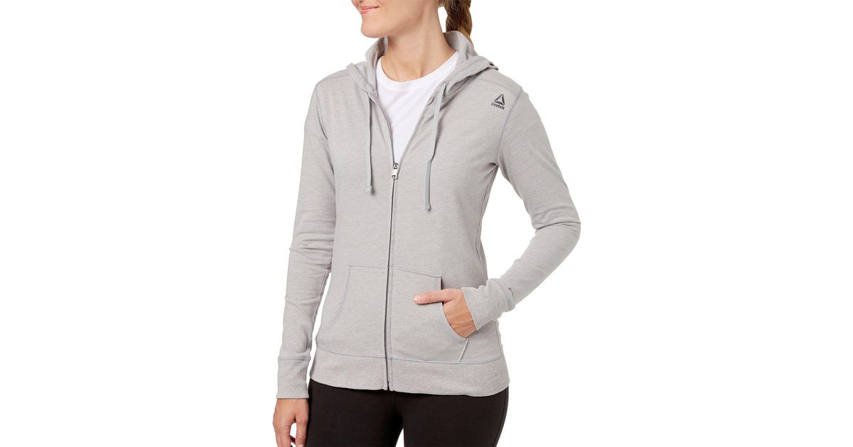 reebok women's core cotton jersey zip front hoodie