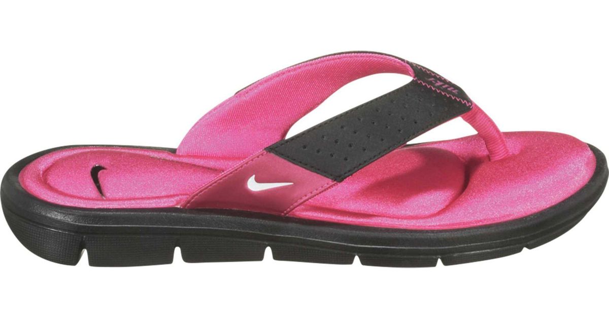 Nike Synthetic Comfort Flip Flops In Black White Vivid Pink Pink