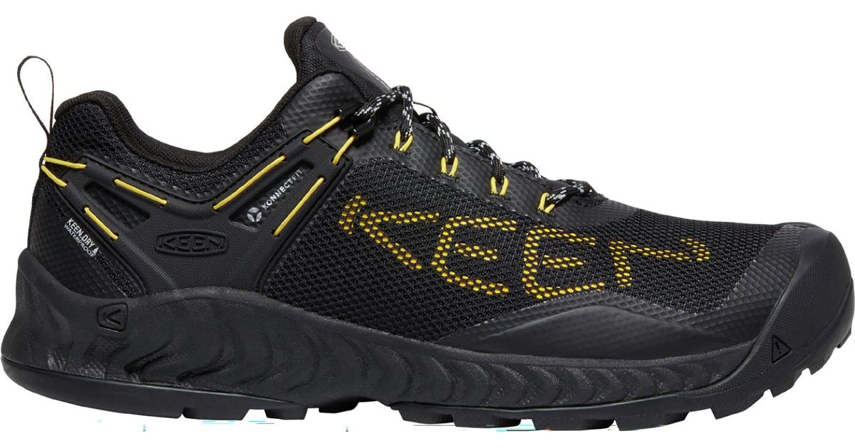 Keen Lace Nxis Evo Waterproof Hiking Shoes in Black/Yellow (Black) for