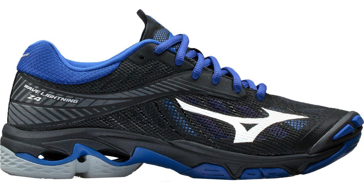 black and royal blue mizuno volleyball shoes