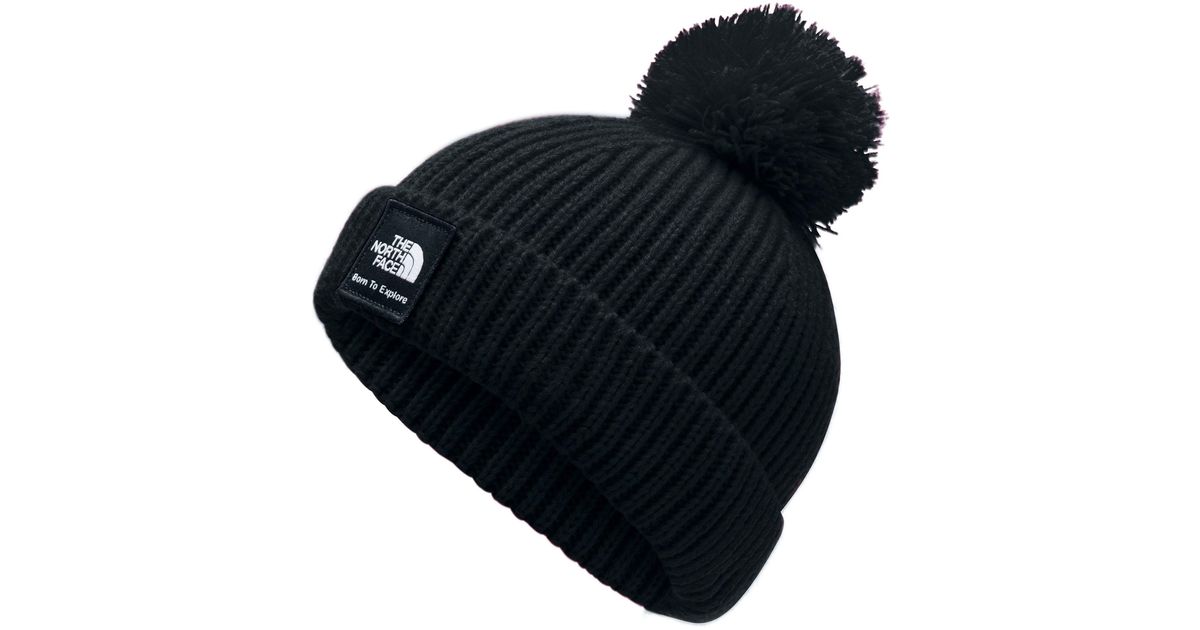 the north face baby box logo pom beanie