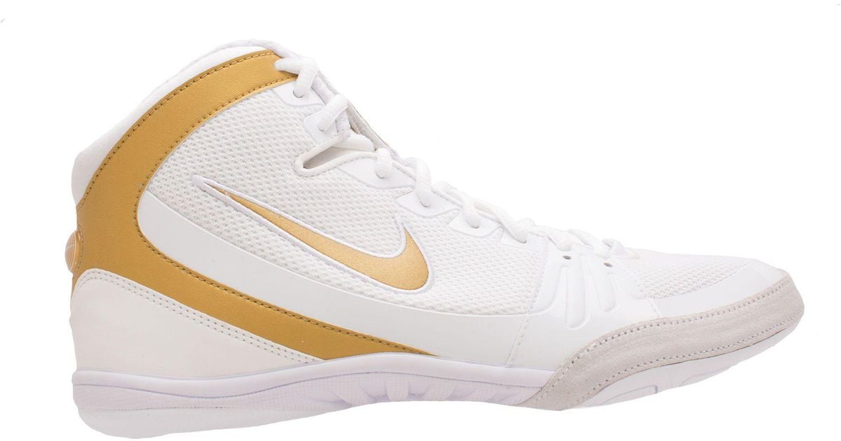 Nike Lace Freek Wrestling Shoes in White/Gold (White) for