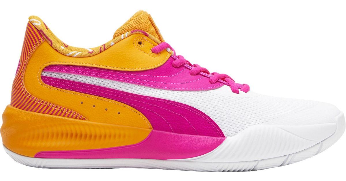 PUMA Leather Triple Dunkin' Basketball Shoes in White/Orange/Pink