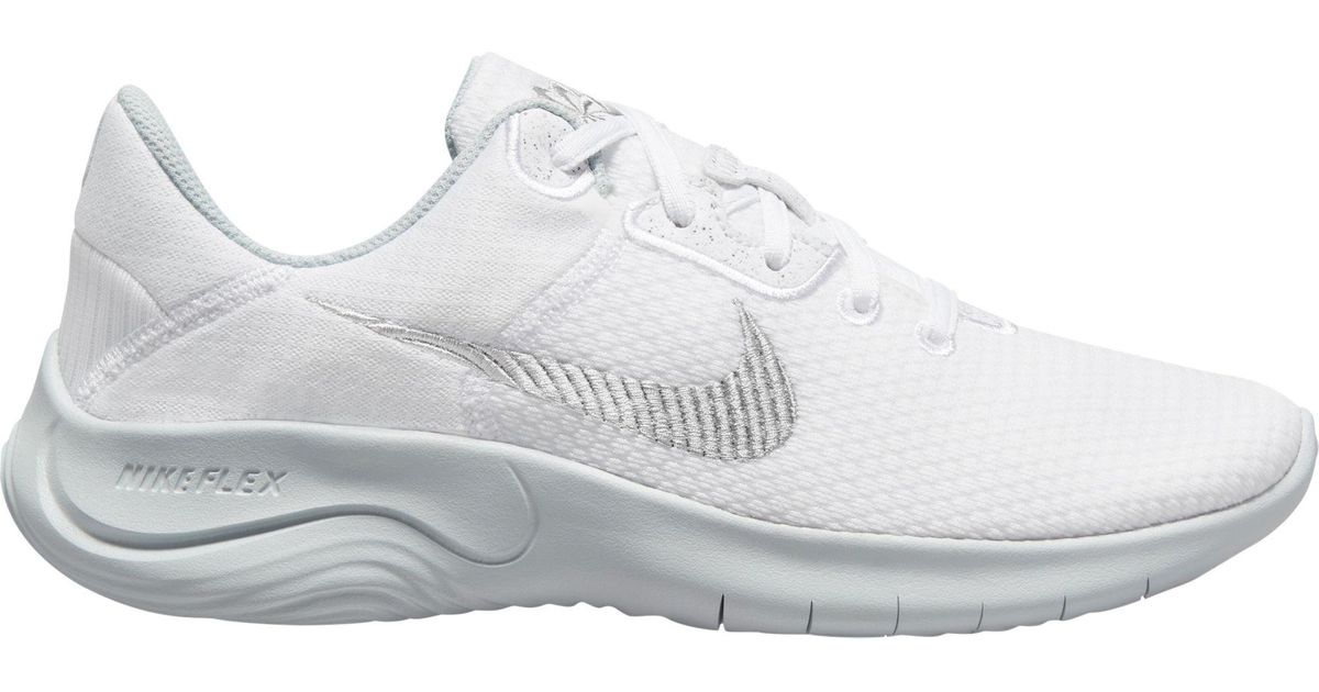 Nike Flex Experience 11 Running Shoes in White/Metallic Silver ...