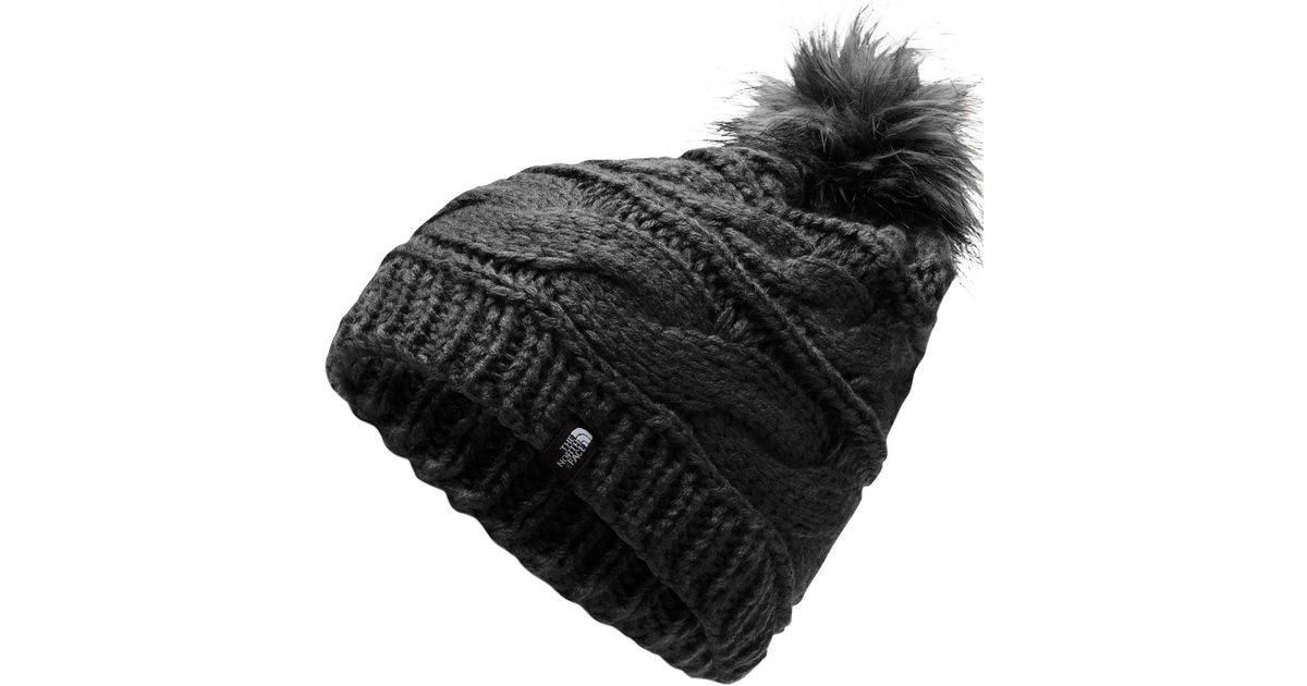 the north face triple cable fur pom