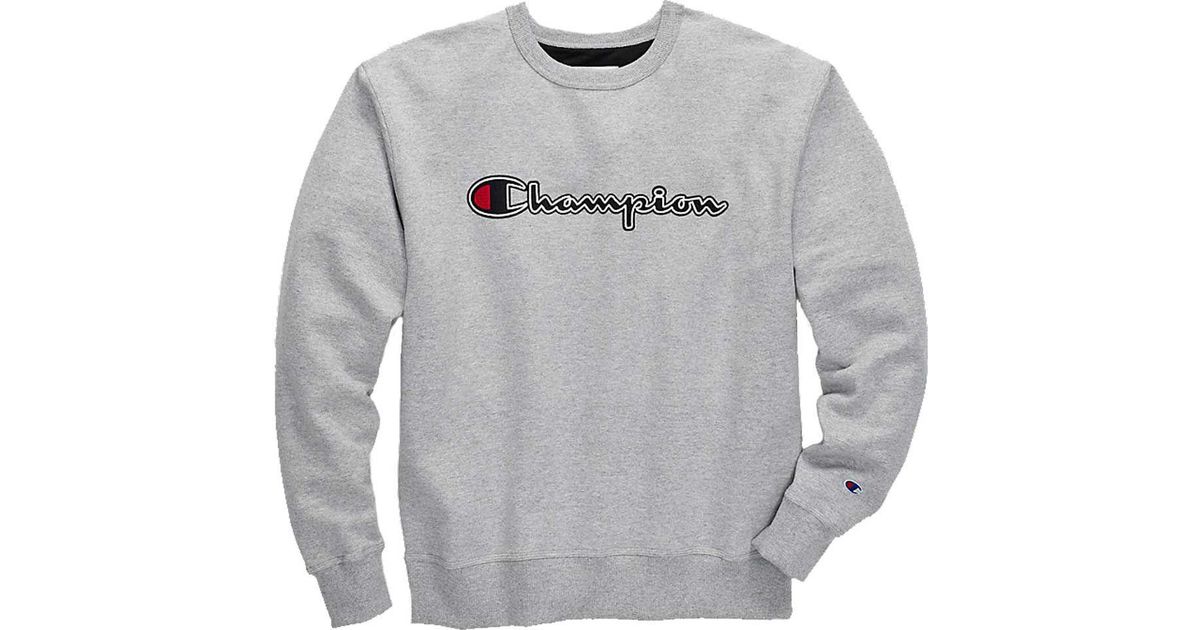 champion men's stitched script fleece crew pullover