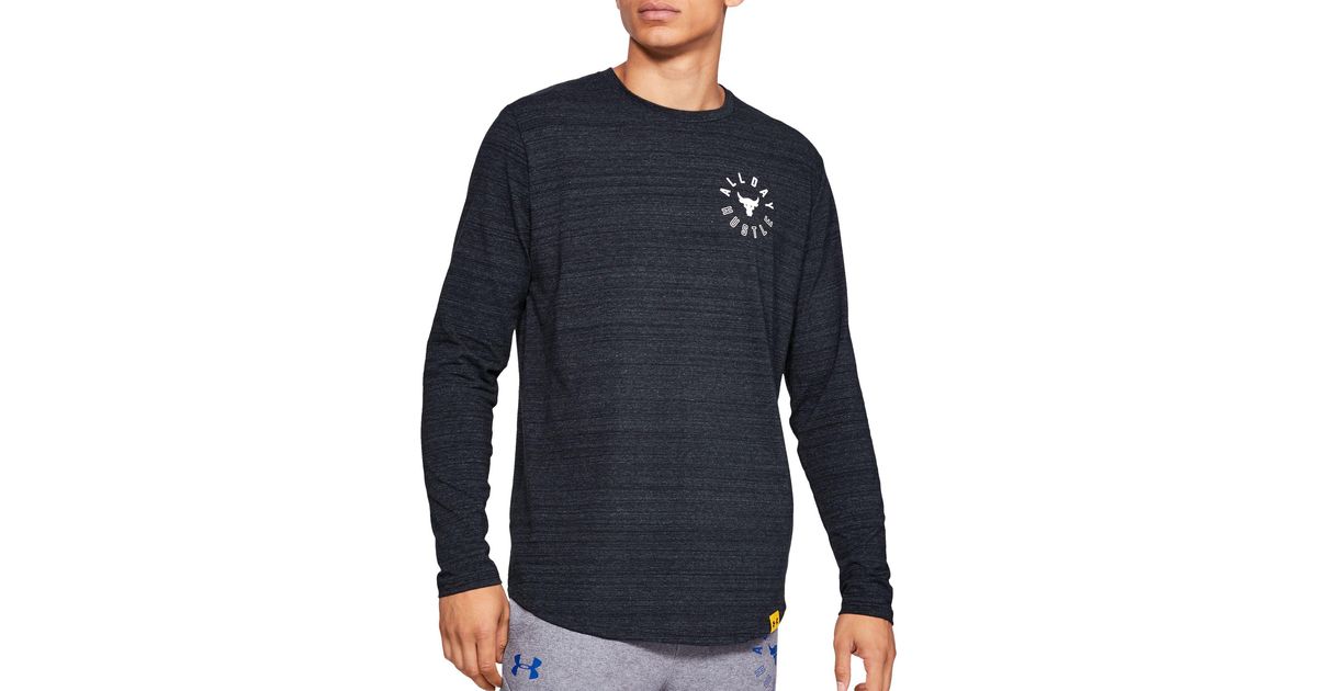 Under Armour Cotton Project Rock All Day Hustle Graphic Long Sleeve Shirt  in Black/White (Black) for Men | Lyst