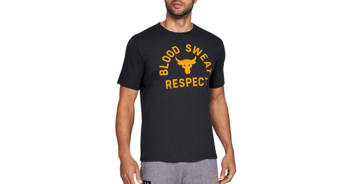 Under Armour Cotton Project Rock Blood Sweat Respect Graphic Tshirt in
