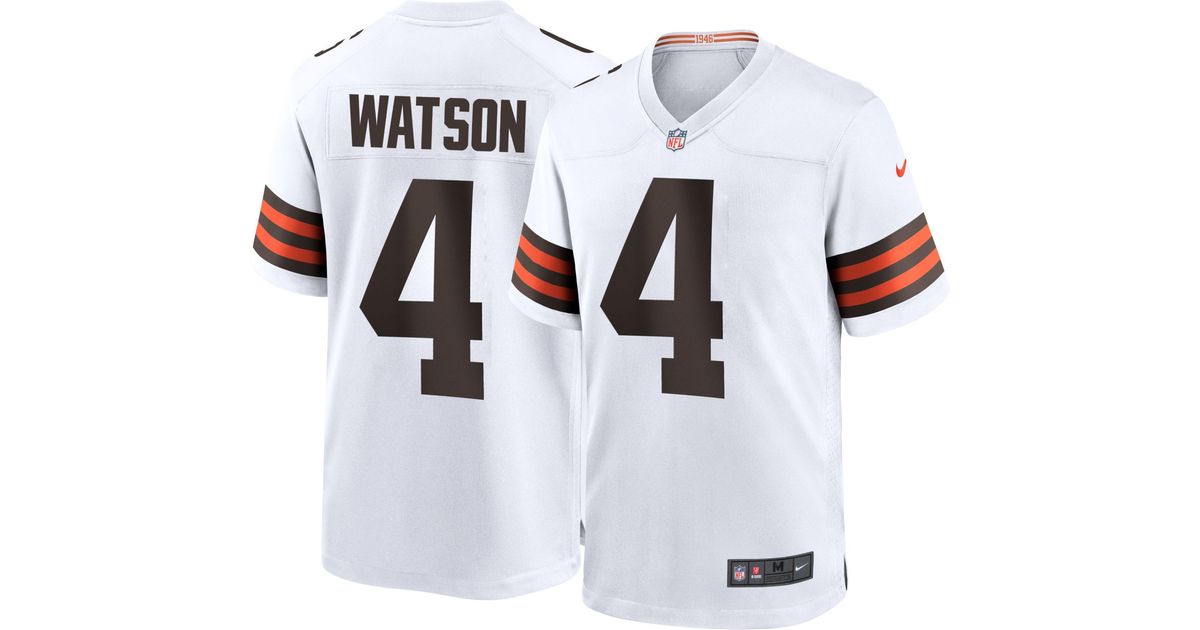 Nike Satin Cleveland Browns Deshaun Watson 4 White Game Jersey for Men