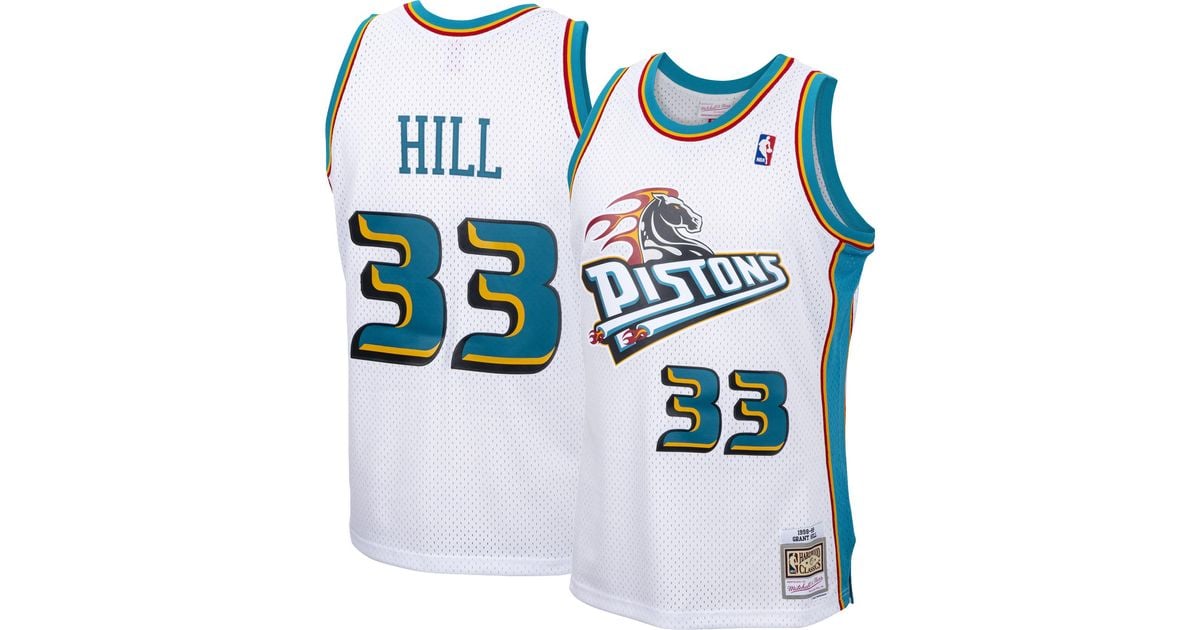 Mitchell & Ness 1998 Detroit Pistons Grant Hill 33 White Hardwood