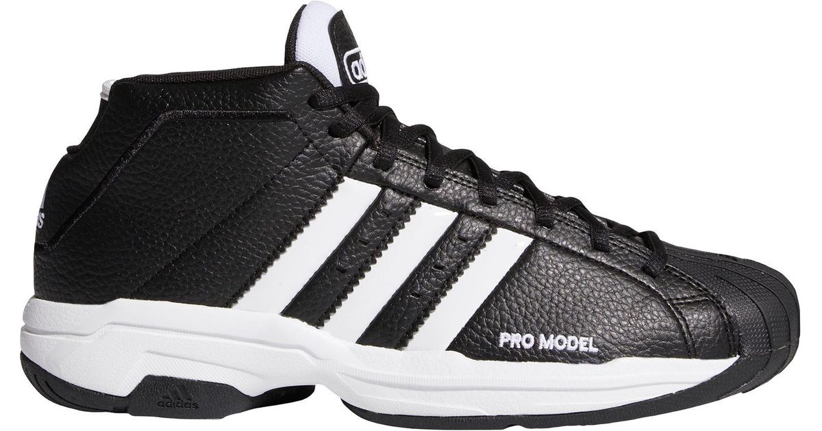 adidas Leather Pro Model 2g Basketball Shoes in Black/White/Black ...