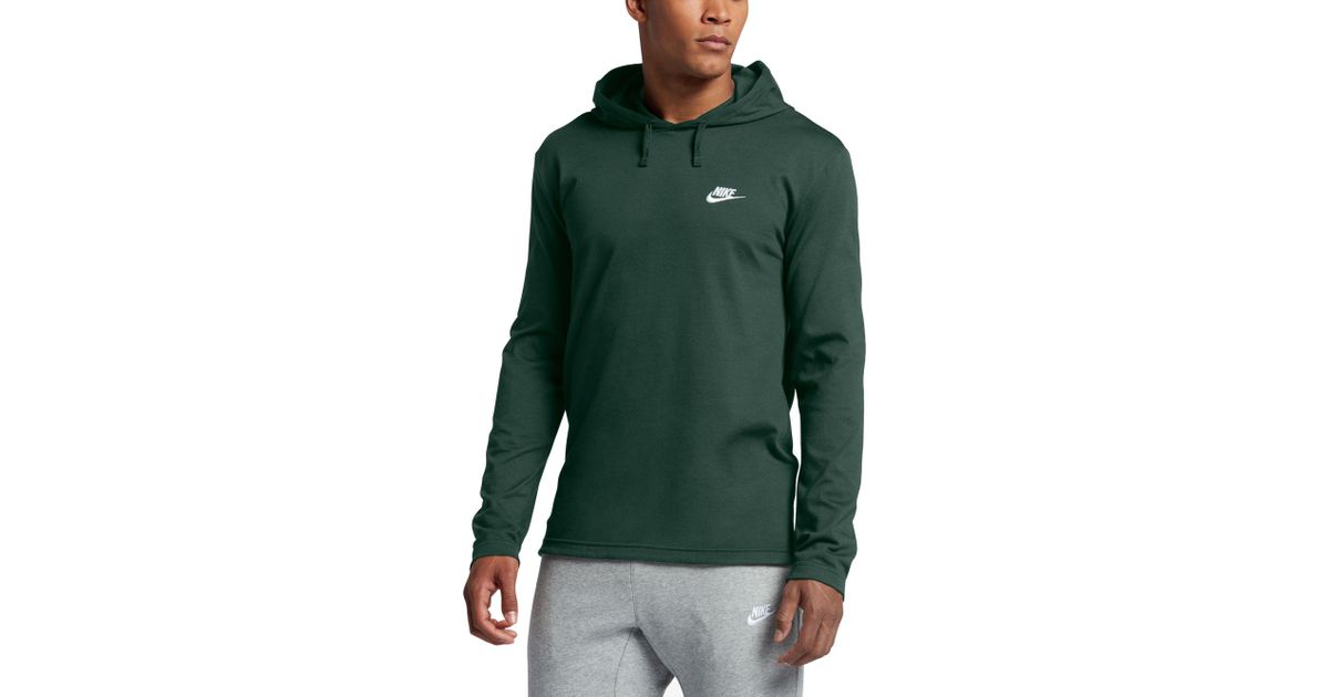 Nike Cotton Jersey Lightweight Pullover Hoodie in Green for Men - Lyst