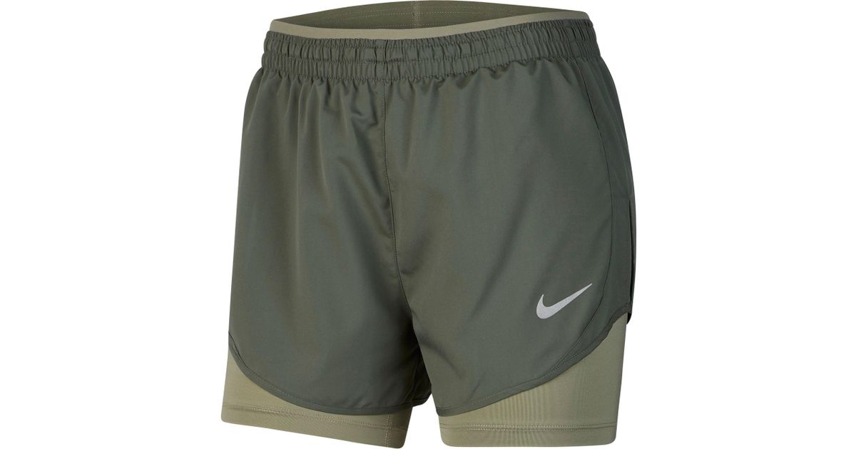 Nike Synthetic Tempo Lux 2-in-1 Running Shorts in Green | Lyst