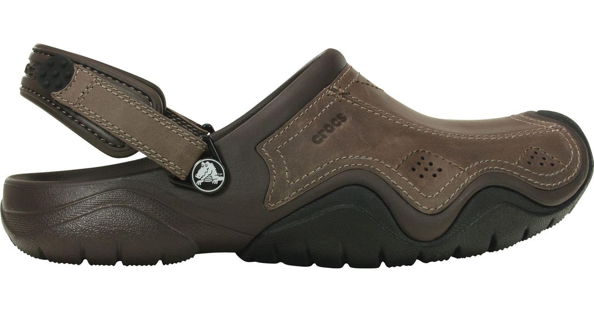 crocs leather clogs