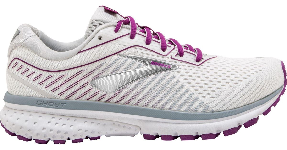 Brooks Ghost 12 Running Shoes in White/Grey/Purple (Purple) Lyst