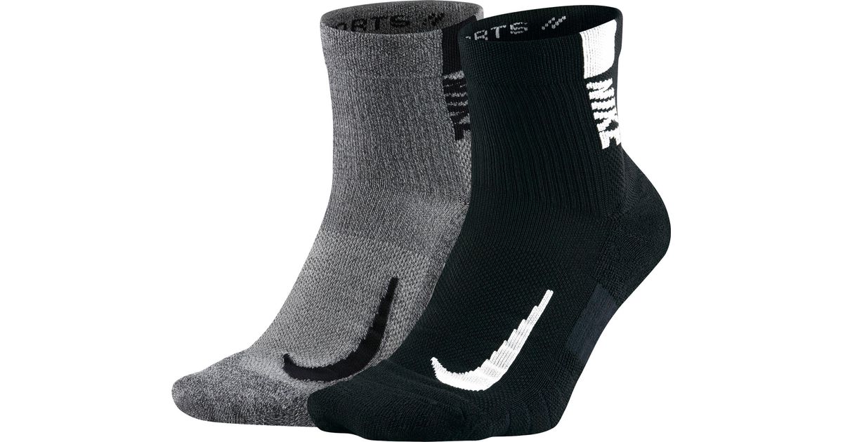Nike Running Ankle Socks 2 Packs in Grey/Black (Black) for Men Lyst