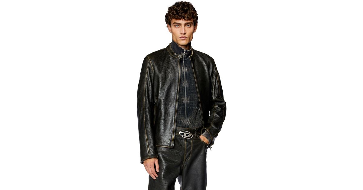 DIESEL Biker Jacket In Wrinkled Leather in Black for Men | Lyst DIESEL Biker Jacket In Wrinkled Leather in Black for Men | Lyst