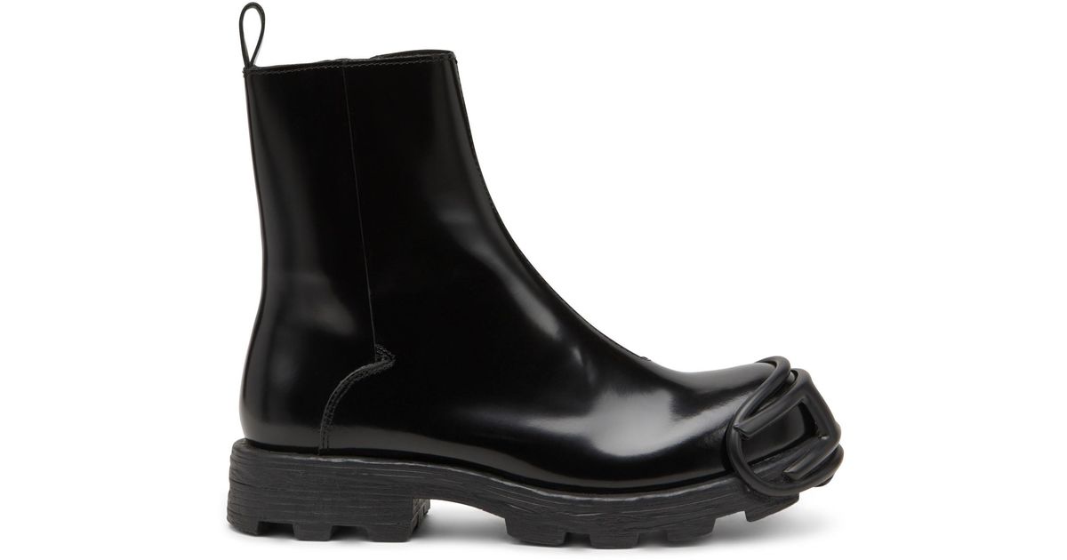 DIESEL D-Hammer D-Logo Leather Chelsea Boots in Black for Men | Lyst UK
