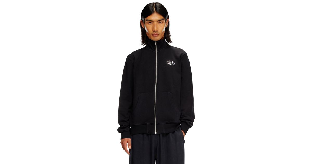 DIESEL Zip-Up Sweatshirt With Metallic Logo in Black for Men 