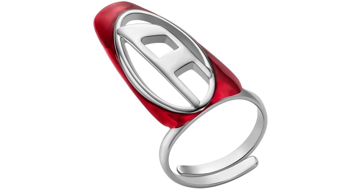 国内直営【DIESEL】Silver-tone brass nail ring DIESEL Silver-tone Brass Nail Ring in White | Lyst
