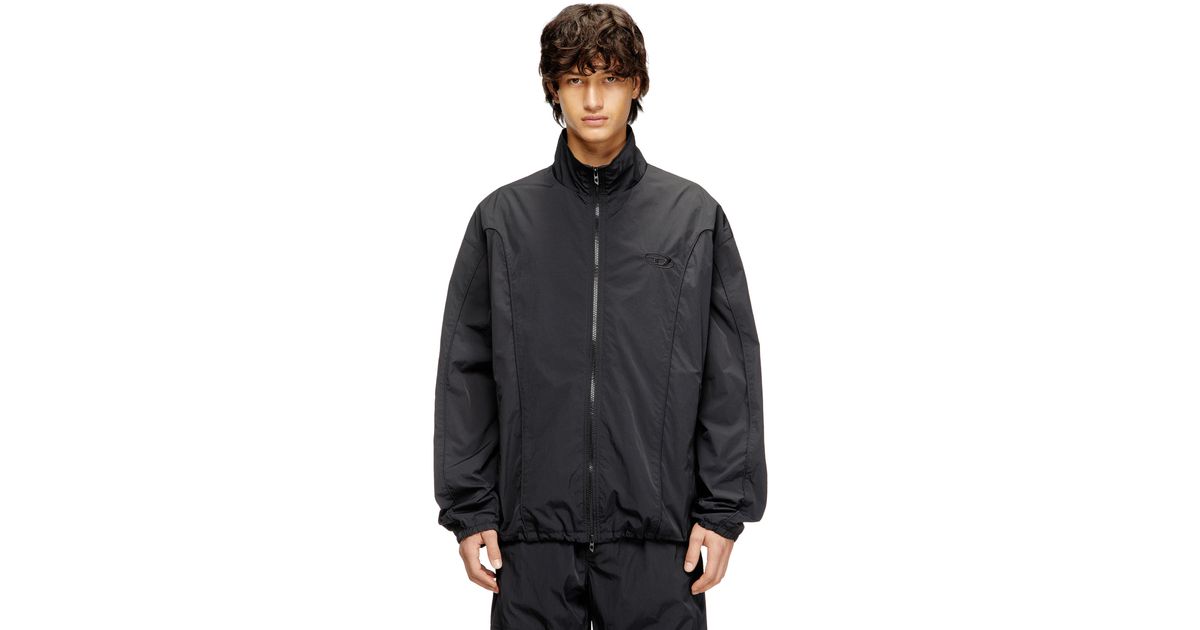 DIESEL Crinkled-Nylon Jacket With Piping in Black for Men | Lyst