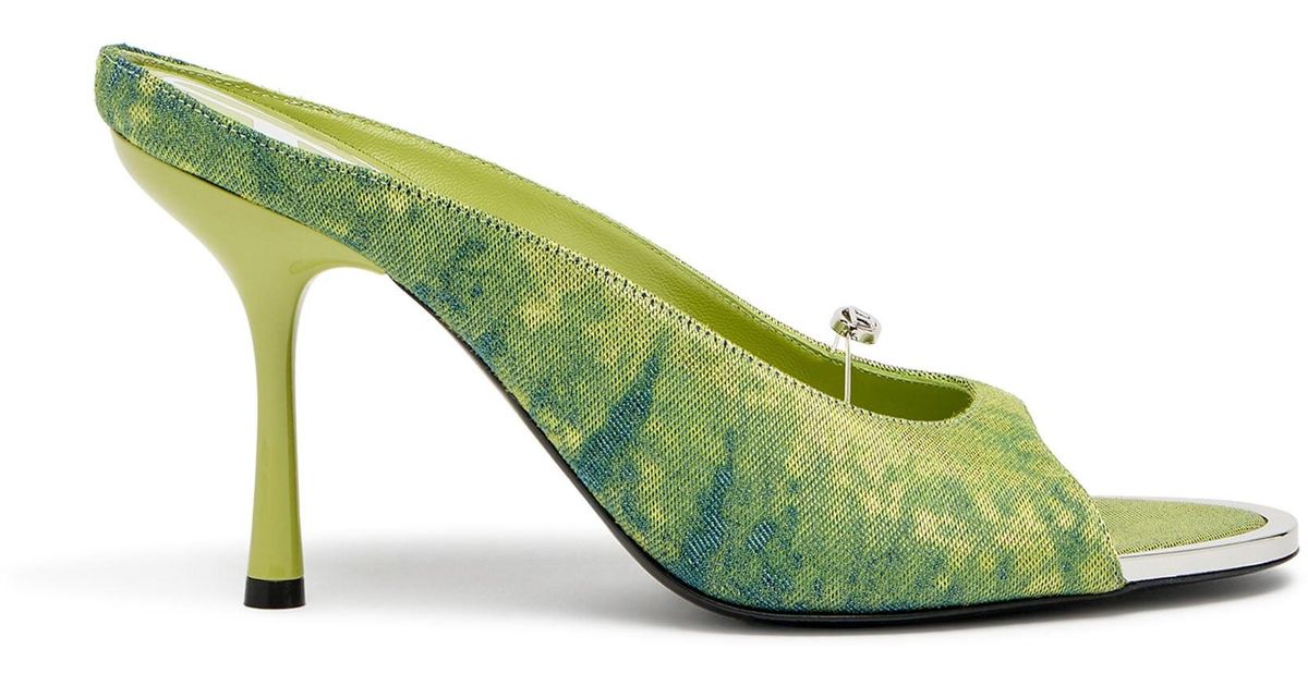 DIESEL D-Diam's-High Denim Mule With Floating Oval D in Green | Lyst UK