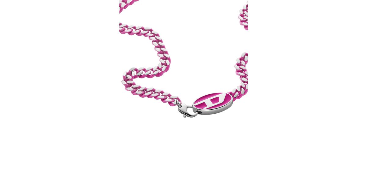 DIESEL Stainless Steel Chain Necklace in Pink | Lyst