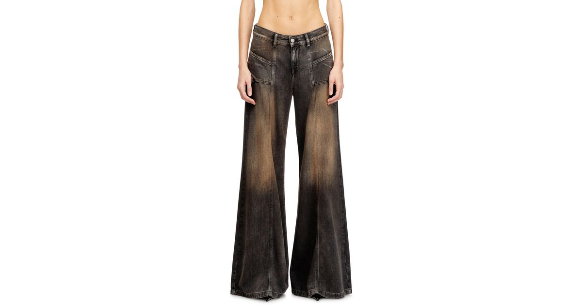 DIESEL Flare Jeans Low Waist D-Akii, /Dark, Zip Fly in Black | Lyst