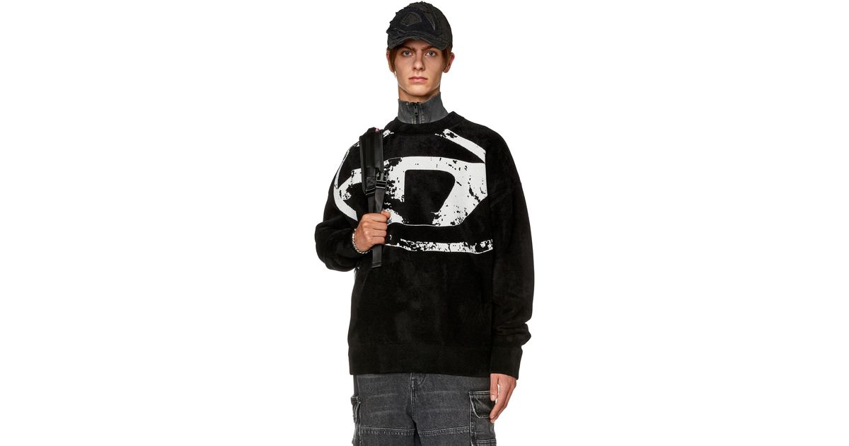 DIESEL Sweatshirt With Distressed Oval D in Black for Men | Lyst