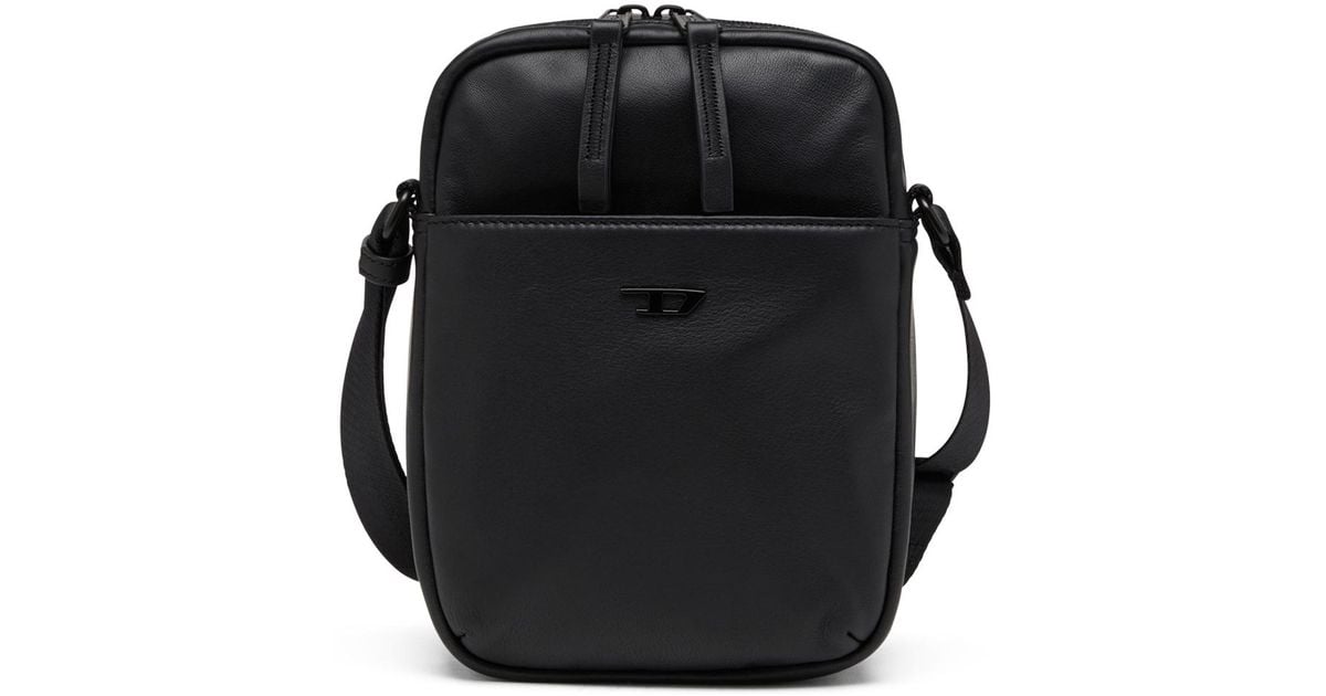 DIESEL Rave-Leather Crossbody Bag With Tonal Metal D in Black for Men ...