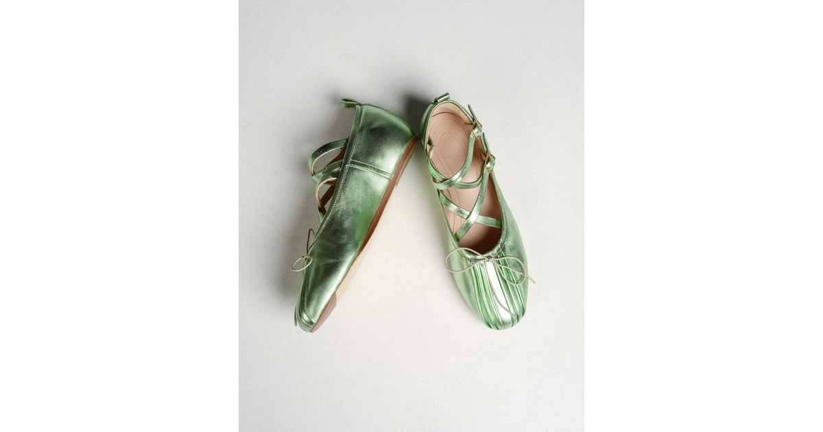 Simone Rocha Crisscross Ballerina Shoe in Green Lyst