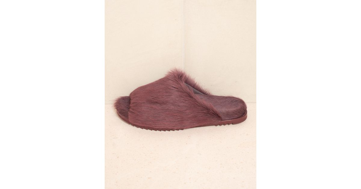 Rick Owens Amethyst Pony Hair Granolas Slides in Purple Lyst