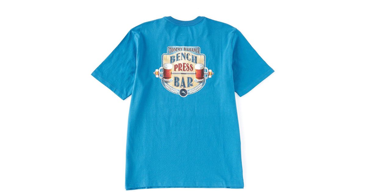 Tommy Bahama Cotton Bench Press Bar Short Sleeve Tee In Blue For