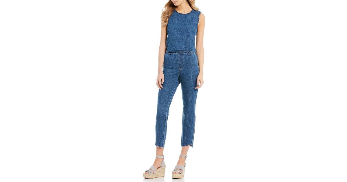 ella moss collared denim jumpsuit