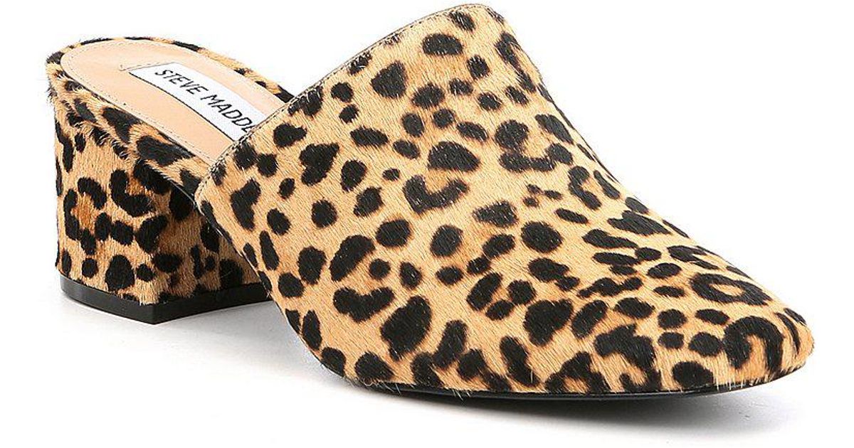leopard block heel mules