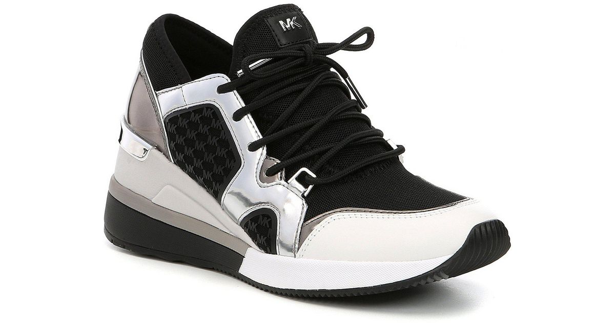 MICHAEL Michael Kors Leather Liv Mk Logo Mesh Trainer Sneakers in Black ...