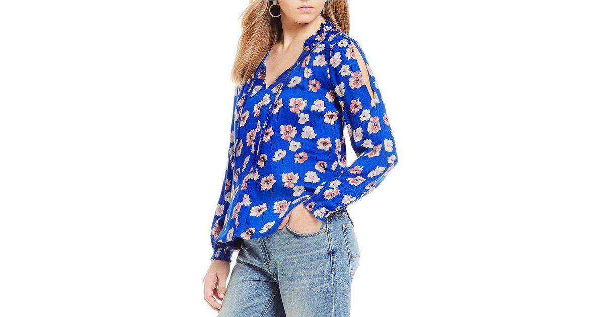 lucky brand floral peasant top