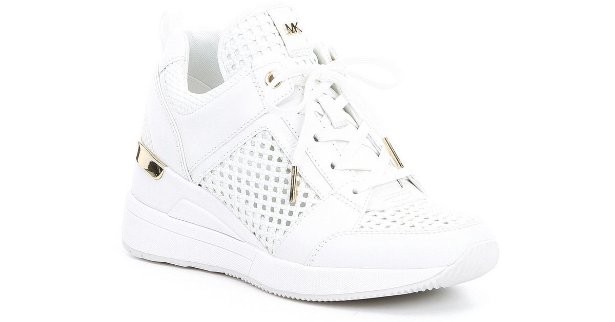 georgie faux leather wedge trainers