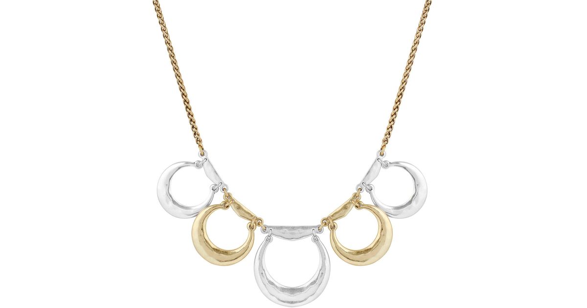 Lucky Brand Brass Floral Cutout Black Rose Necklace $39