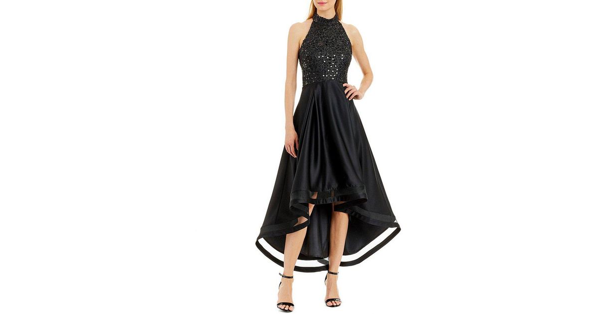 Black High Low Halter Dress