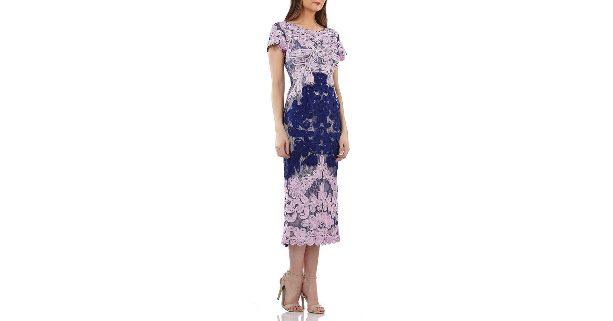 soutache embroidered overlay midi dress