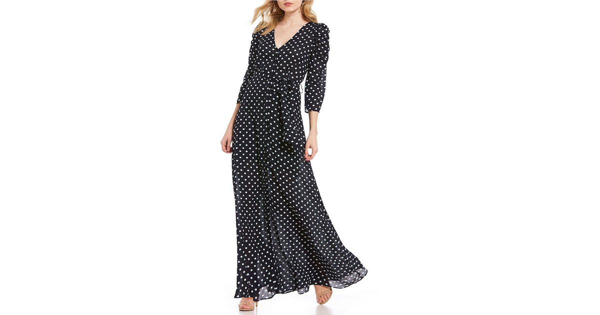 polka dot maxi wrap dress