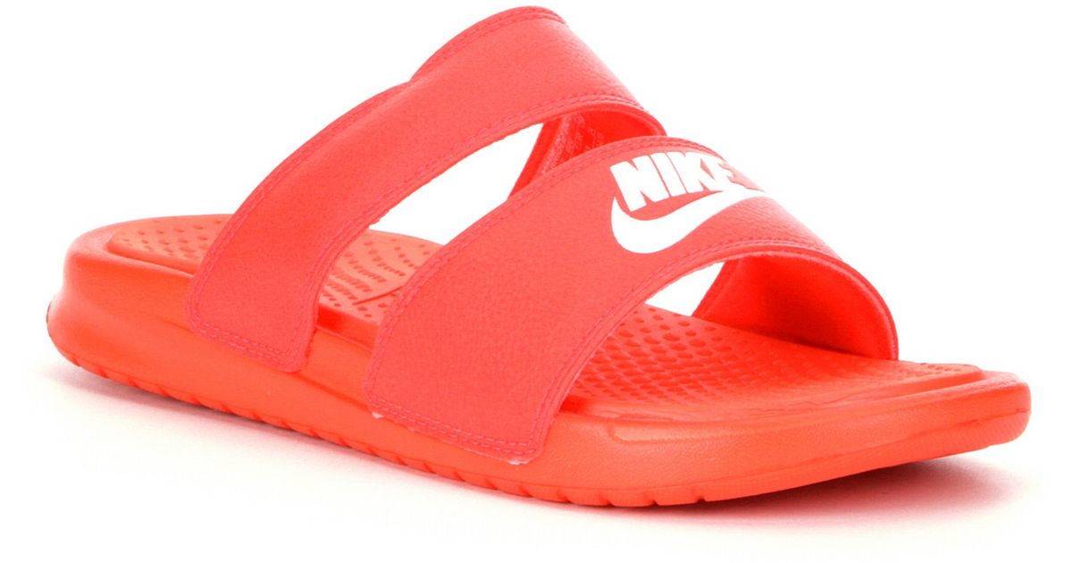 red nike benassi duo slides