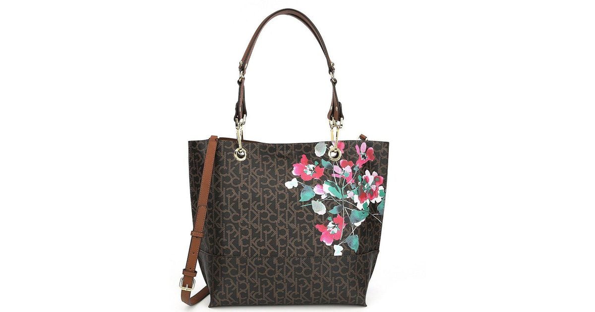 calvin klein floral tote bag