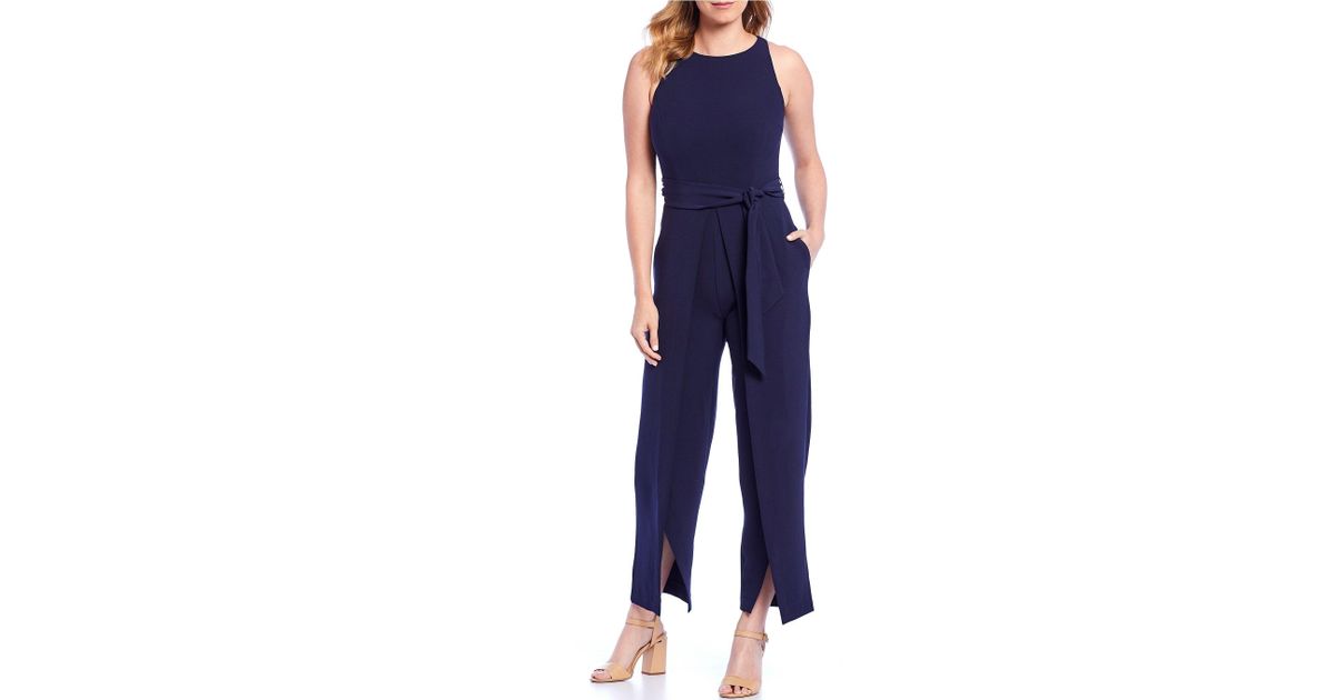 tahari navy blue jumpsuit