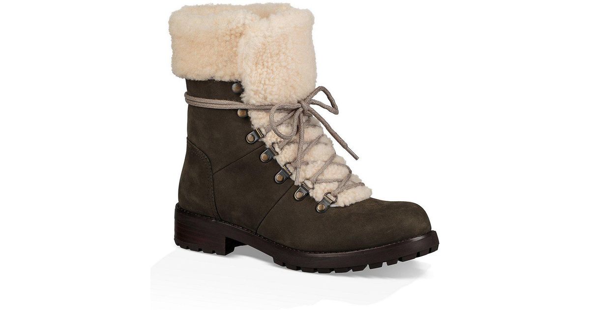 fraser shearling and suede combat booties