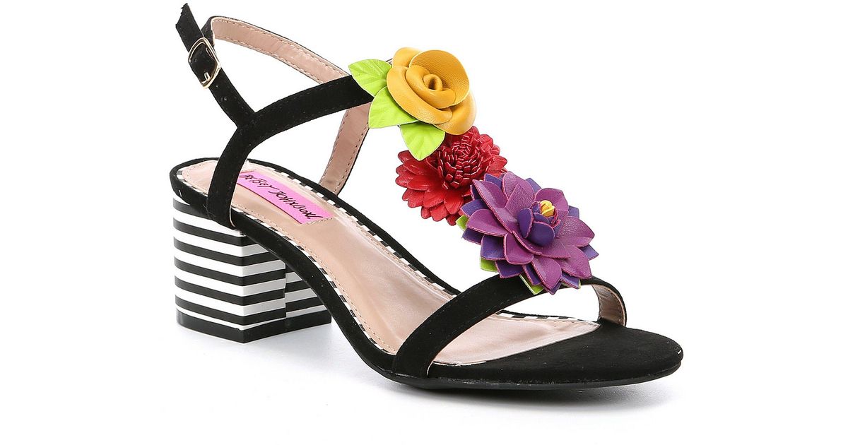 betsey johnson esmee floral flat sandals