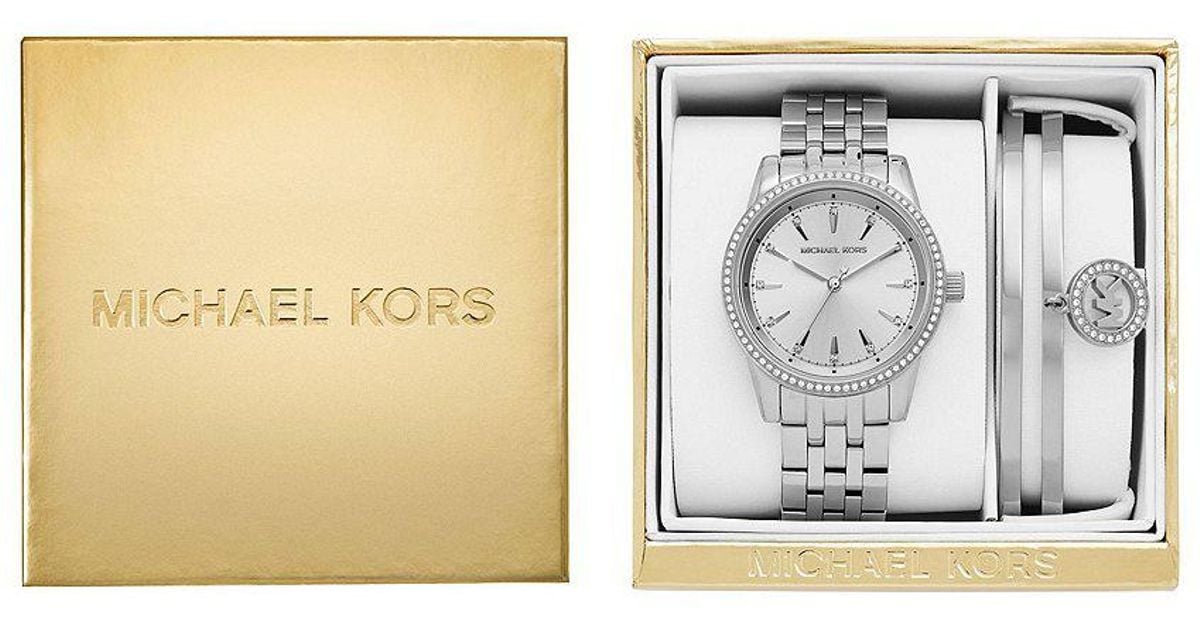 Lyst Michael Kors Ritz Watch Bangle Bracelet Gift Set In Metallic